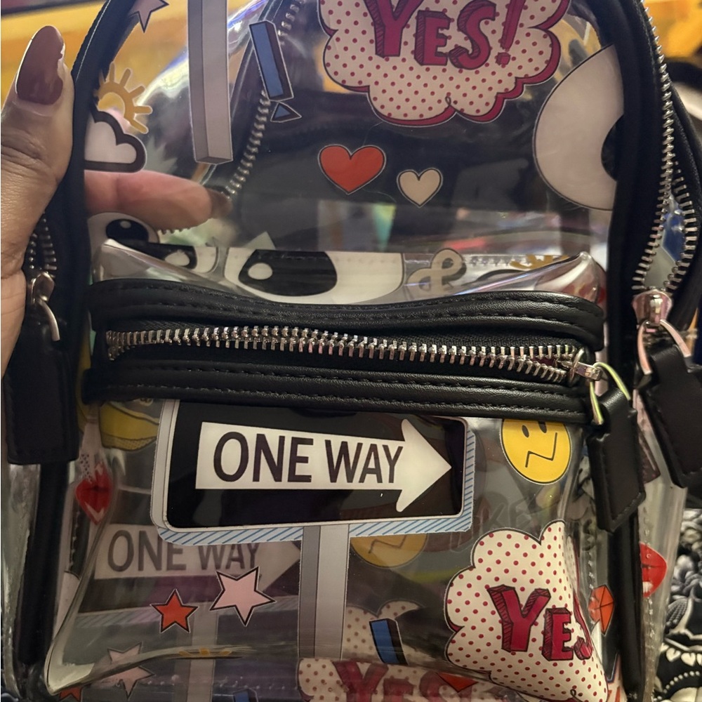 iHeartRaves Clear Graphic Backpack with Black Accents